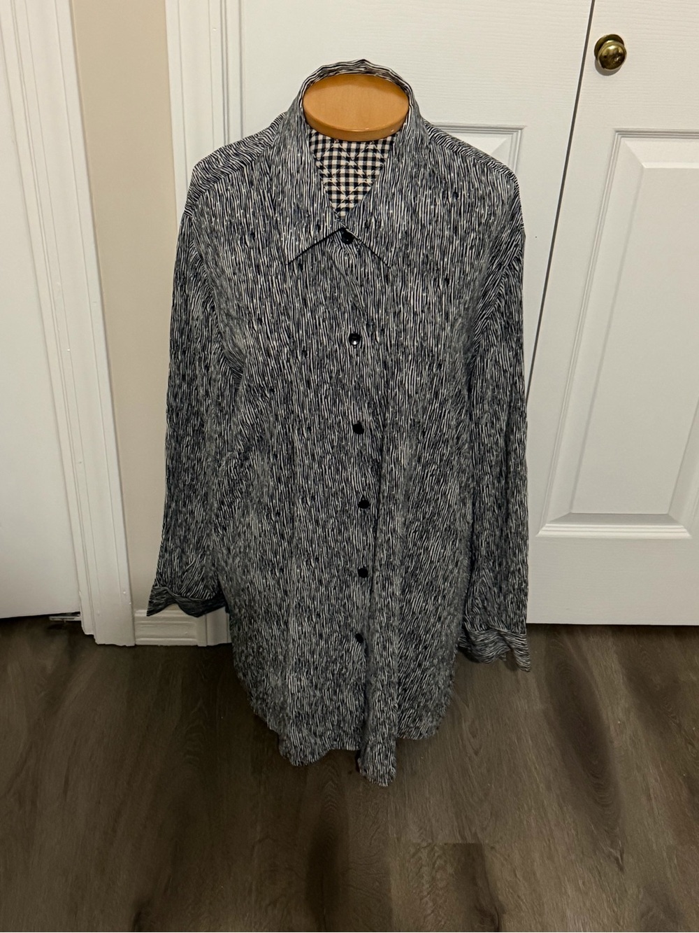 Vintage Elizabeth by Liz Claiborne Black & White Patterned Button-Up Shirt 20